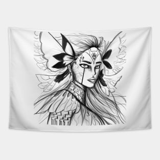 mexican fairy girl in ecopop butterfly crown of joy art Tapestry