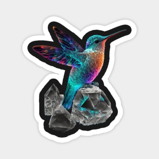 Psychedelic Hummingbird and Space Crystals Magnet