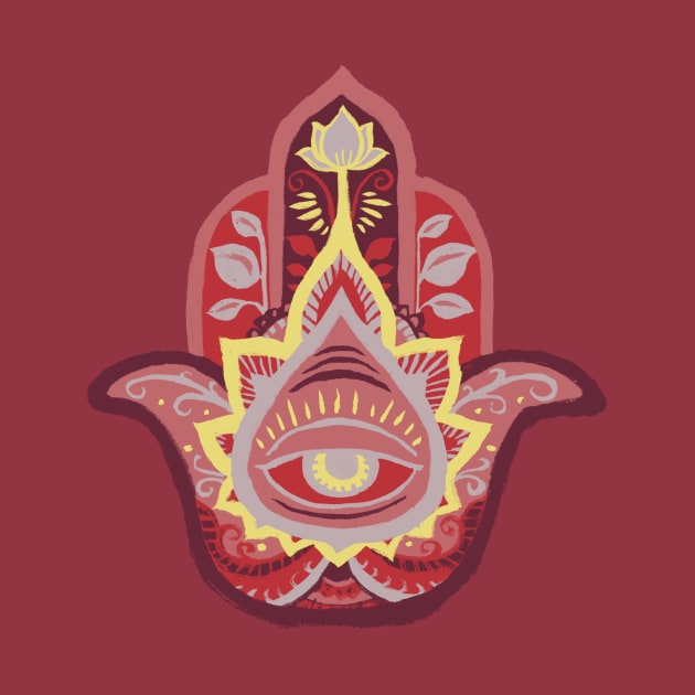 Hamsa Hand - Garnet(January) by akaneyabushita