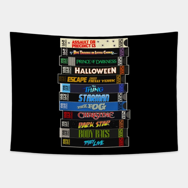 John Carpenter VHS Movies Stack Tapestry by darklordpug