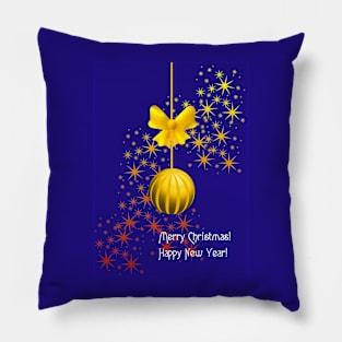 Christmas ball on blue background Pillow