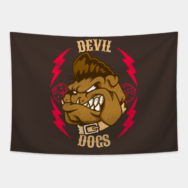 Cool Vintage "Devil Dogs" Rockabilly Tapestry by TOXiK TWINS