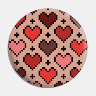 Pixel heart pattern red and brown Pin