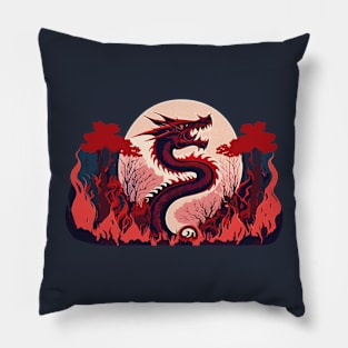 Blood Moon Fire Dragon Pillow