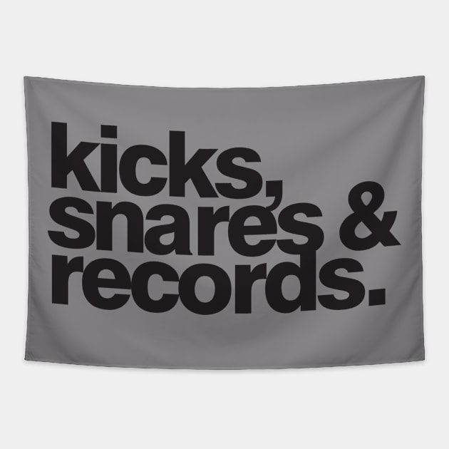 Kicks, Snares & Records (Black Print) Tapestry by Art & Technique