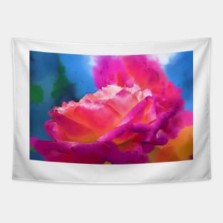 Soft Rose Bloom In Red and Purple Tapestry