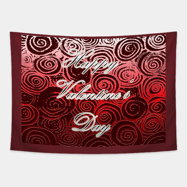 Happy Valentine's Day (Red Swirl) Tapestry by BlakCircleGirl