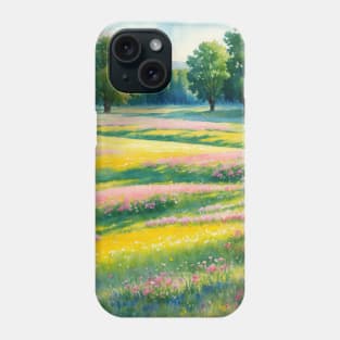 Watercolor Inspired Meadow Scenery Phone Case