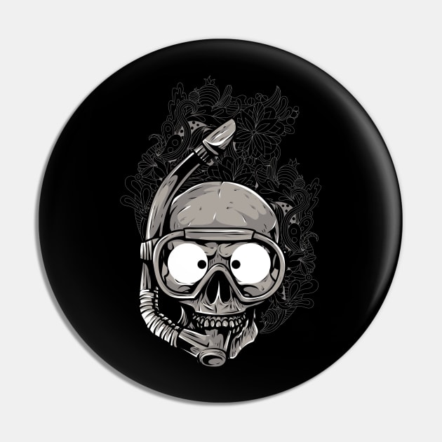 Snorkeling Dive Skull Pin by positivedesigners