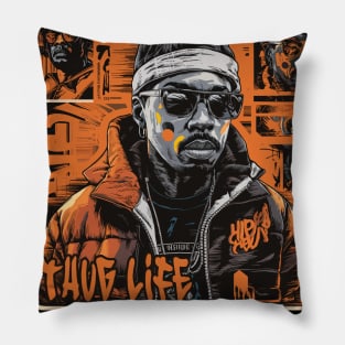 Vibrant Thug Life Design with Black Men Pillow