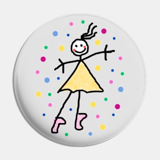 little ballerina with yellow tutu  and dots Pin