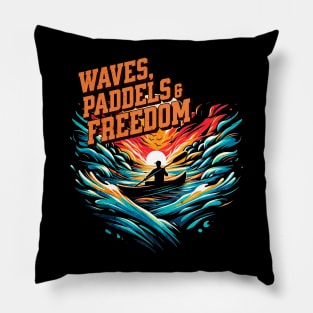 Waves, Paddels and Freedom Kayaking Design Pillow