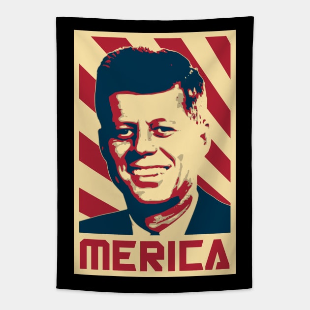 John F Kennedy Merica Retro Propaganda Tapestry by Nerd_art