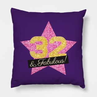 32nd Birthday Gifts Women Fabulous - Pink Gold Pillow