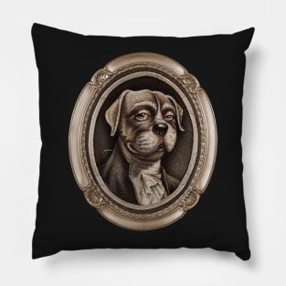 "In Dog We Trust" (portrait , with oval frame) Pillow