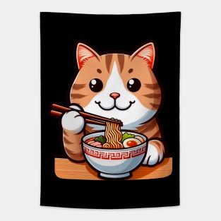 Tabby Cat Loves Ramen Tapestry