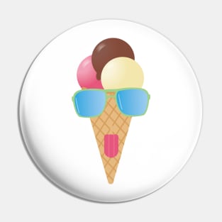 Funny Icecream with sunglasses illustration Pin