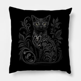 Retro Gothic Style Cat Gifts Vintage Cat Pillow