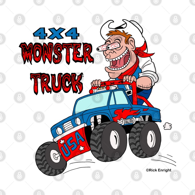 4X4 Monster Truck & Crazy Cowboy Cartoon by AceToons