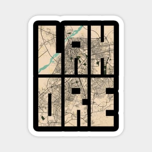 Lahore, Pakistan City Map Typography - Vintage Magnet