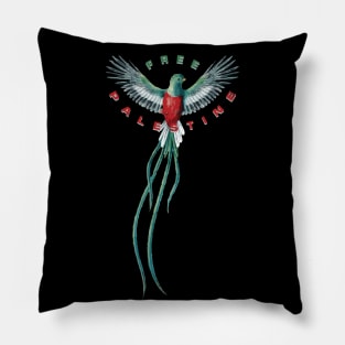 Free Palestine Bird of Freedom Solidarity Design with Palestinian Flag Colors Pillow