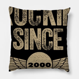 Vintage Distressed Boys Birthday Gift Shirt - Rockin' Since 2000 Pillow