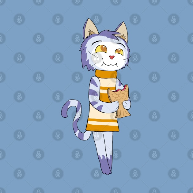 Chibi Cat w/ Taiyaki Cake 3 by VixenwithStripes
