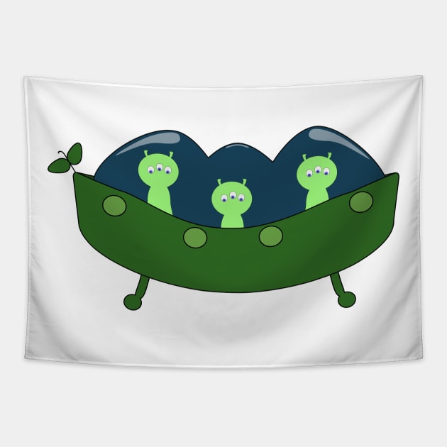 Peasful Aliens Tapestry by Punderstandable