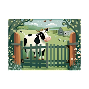 Cute cow looking over a fence T-Shirt