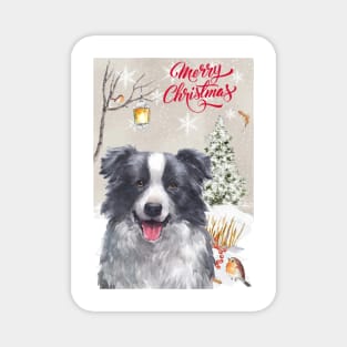 Border Collie Merry Christmas Santa Dog Magnet