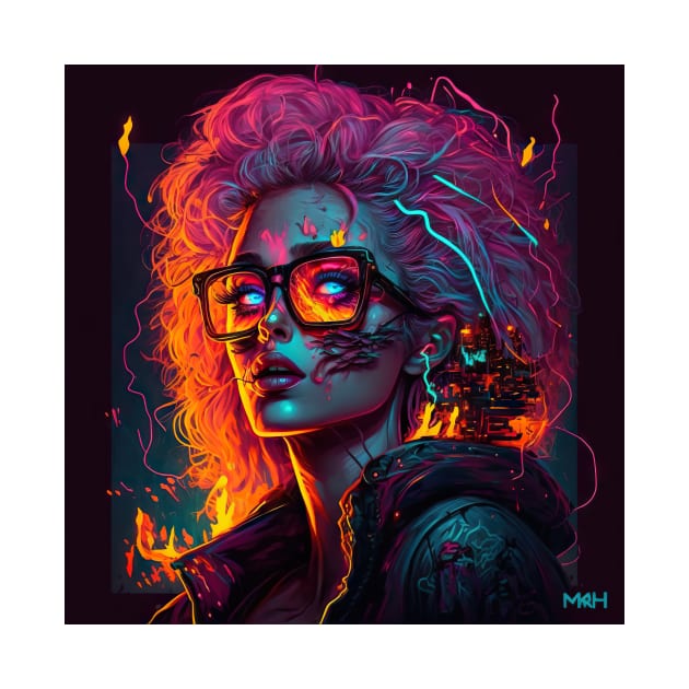 Neon Portrait of a digital punk girl by TheMadSwede