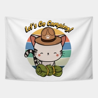 Cute Tabby Cat Wants to go Camping Tapestry