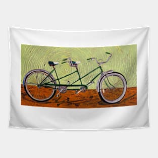 Green Tandem Bicycle Tapestry