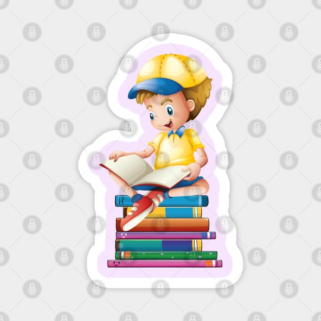 Boy book reading Magnet by madihaagill@gmail.com