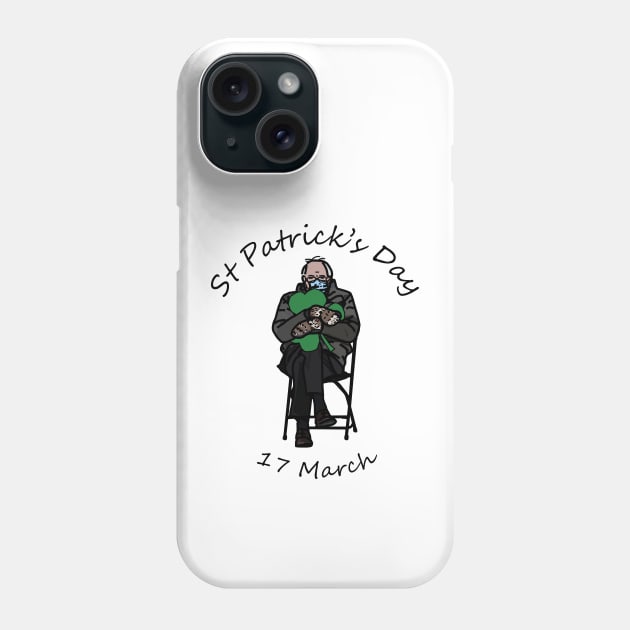 Happy St Patricks Day Bernie Sanders Mittens Shamrock Phone Case by ellenhenryart