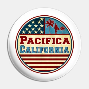 Pacifica California Ocean Surf Palms Surfer Surfing Pin