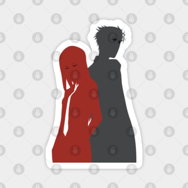 Steins Gate Anime Characters Awesome Aesthetic Silhouette Kurisu Makise and  Rintarou Okabe with His and Her Japanese Name Kanji - Steins Gate - Magnet