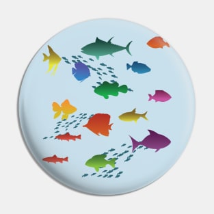 Colorful Group of Fish Underwater Pin