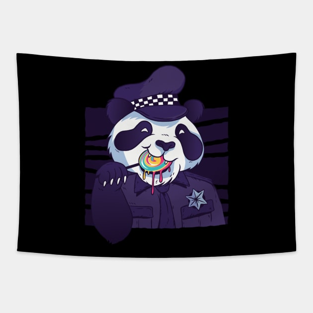 cute panda policeman cartoon gift Tapestry by Midoart