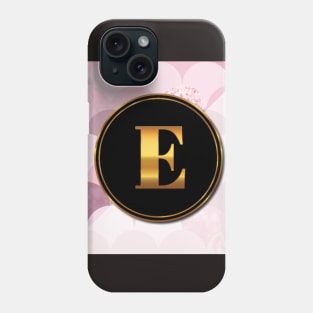 Pink Mermaid Scales, Pretty Gold Initial Monogram Letter E Phone Case