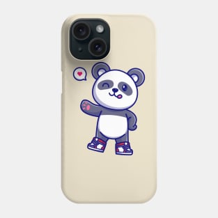 Cute Panda Wearing Shoes And Waving Hand Cartoon Phone Case