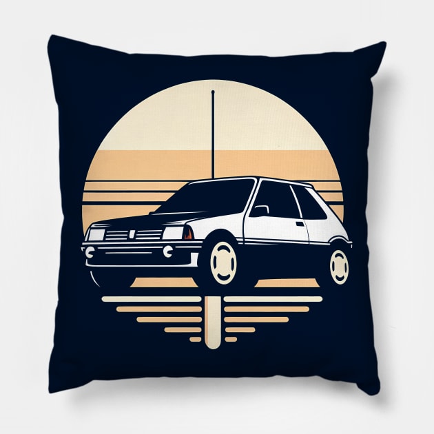 Peugeot 205 Rally Car Pillow by TaevasDesign