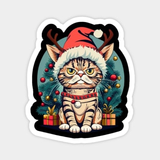 Grumpy Christmas Cat. Christmas Cat 2024 Magnet