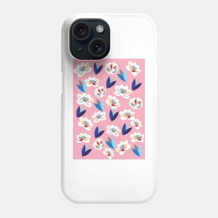 The rose garden. Graphic design of flowers and leaves in a blooming garden. Phone Case