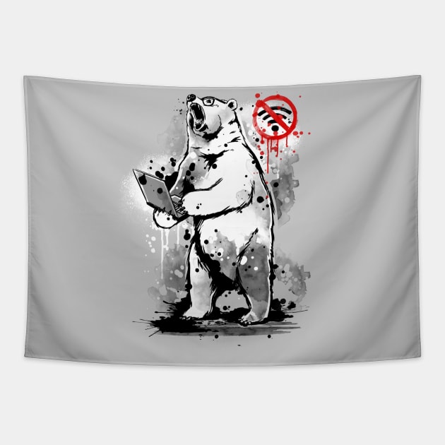 No internet connection - Angry bear Tapestry by NemiMakeit