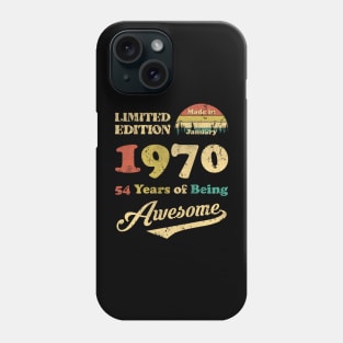 Made In January 1970 54 Years Of Being Awesome Vintage 54th Birthday Phone Case