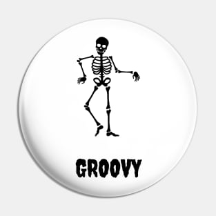 Groovy, dancing skeleton, funny halloween sticker Pin