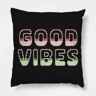 Good Vibes Classic Video Game Graphic Lime Peach Gradient Pillow