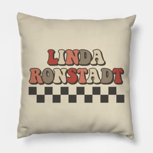 Linda Ronstadt Checkered Retro Groovy Style Pillow