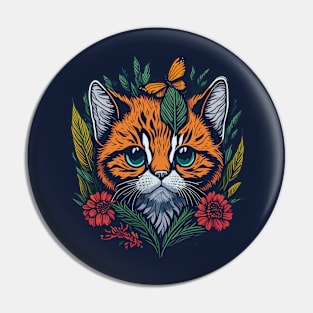 Head Of Flower Cat Pin